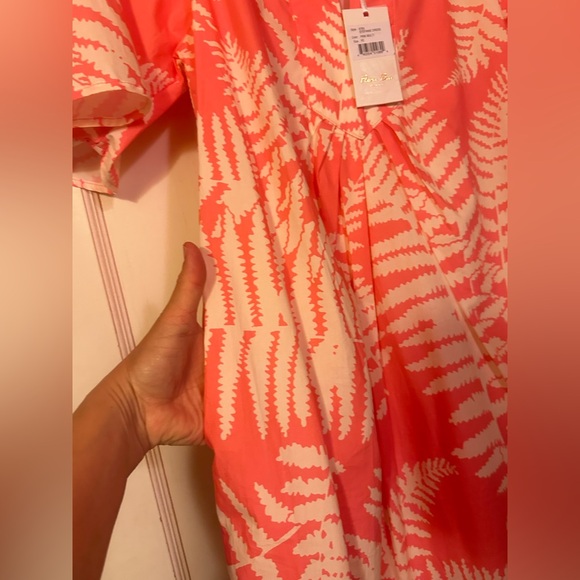 FLORA BAE, NEW YORK. NWT. Stefanie Cotton Shift Dress -Pink w/ Tropical Print XS - Picture 7 of 15